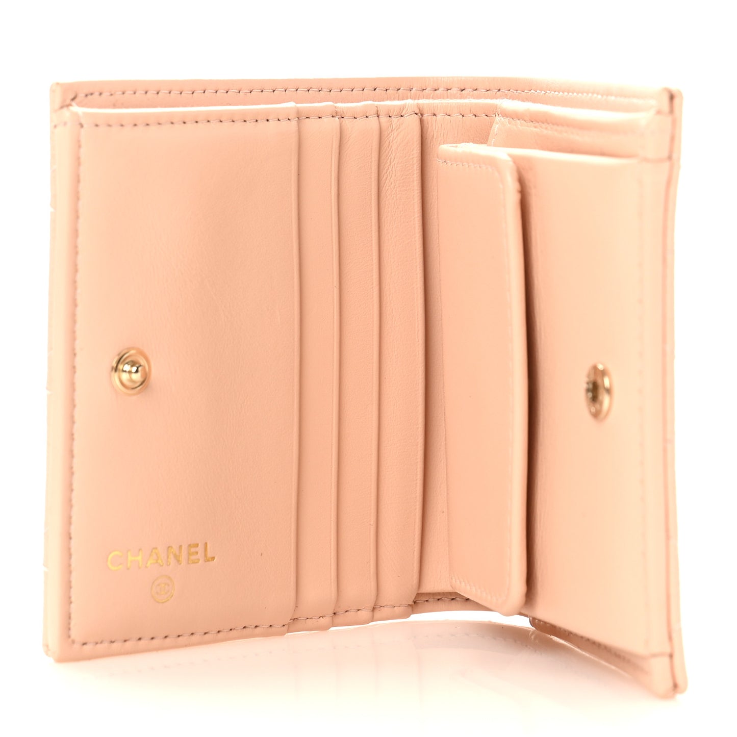 Caviar Quilted Compact Bifold Wallet Pink
