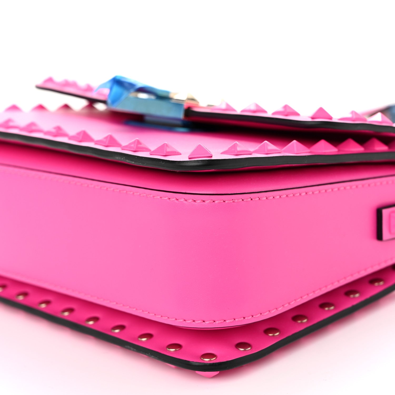 Valentino Garavani Smooth Calfskin Enamel Tonal Small Rockstud23 Shoulder Bag Pink PP 9 of 9