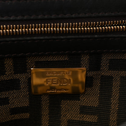 Fendi Fabric Jacquard FF 1974 Medium Baguette Tobacco Moro Black 6 of 10