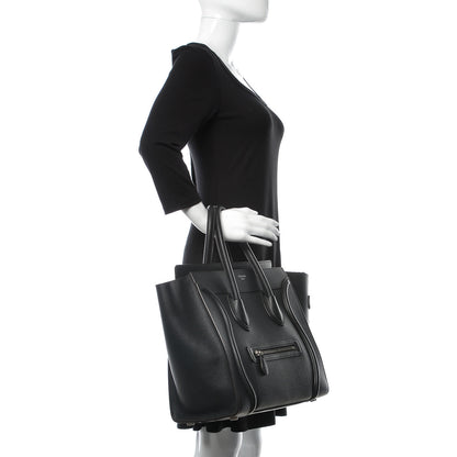 Celine Drummed Calfskin Mini Luggage Black 2 of 19