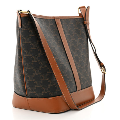 Celine Triomphe Canvas Calfskin Medium Bucket Bag Tan 3 of 15