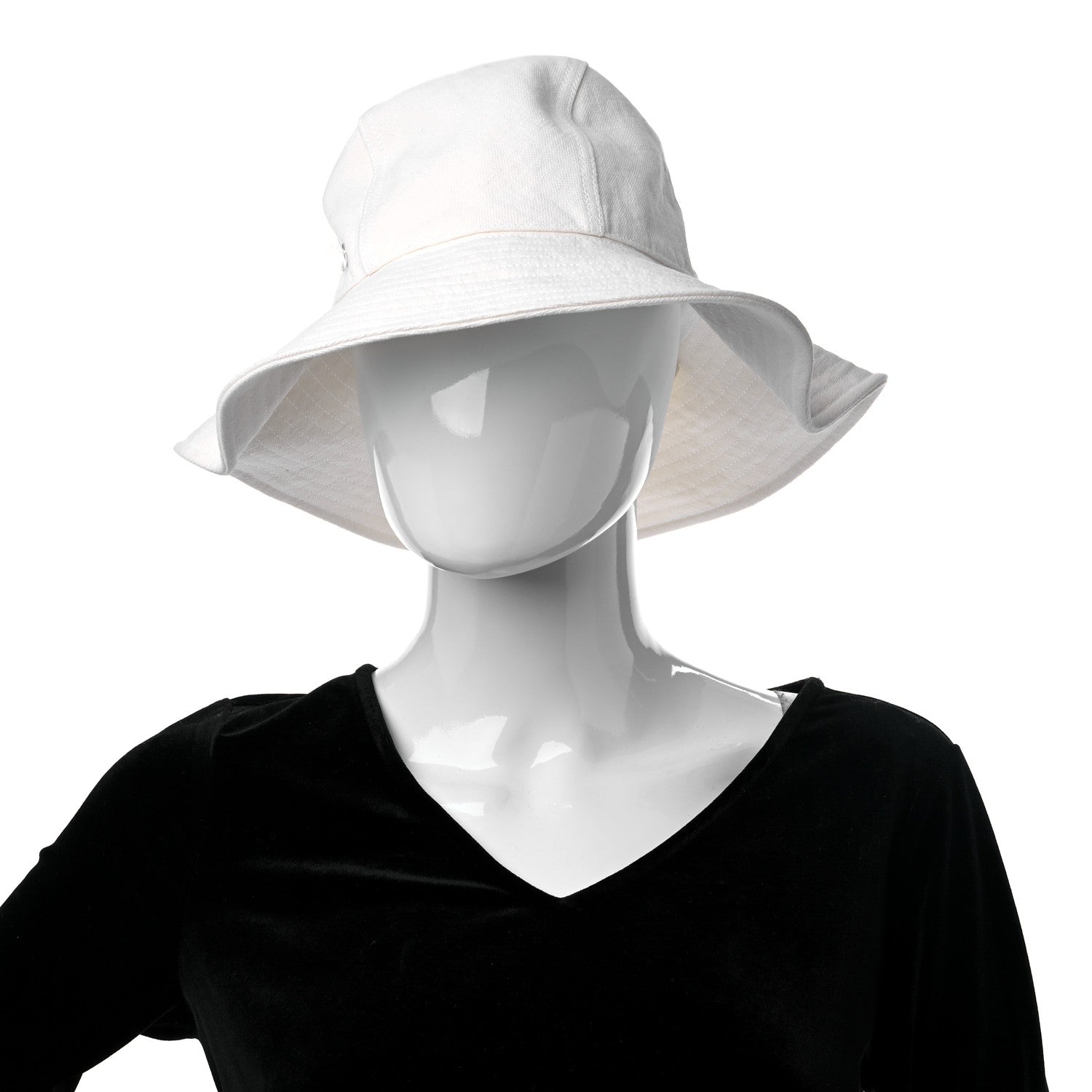 Hermes Stonewashed Linen Colette Hat 57 Warm White 2 of 6