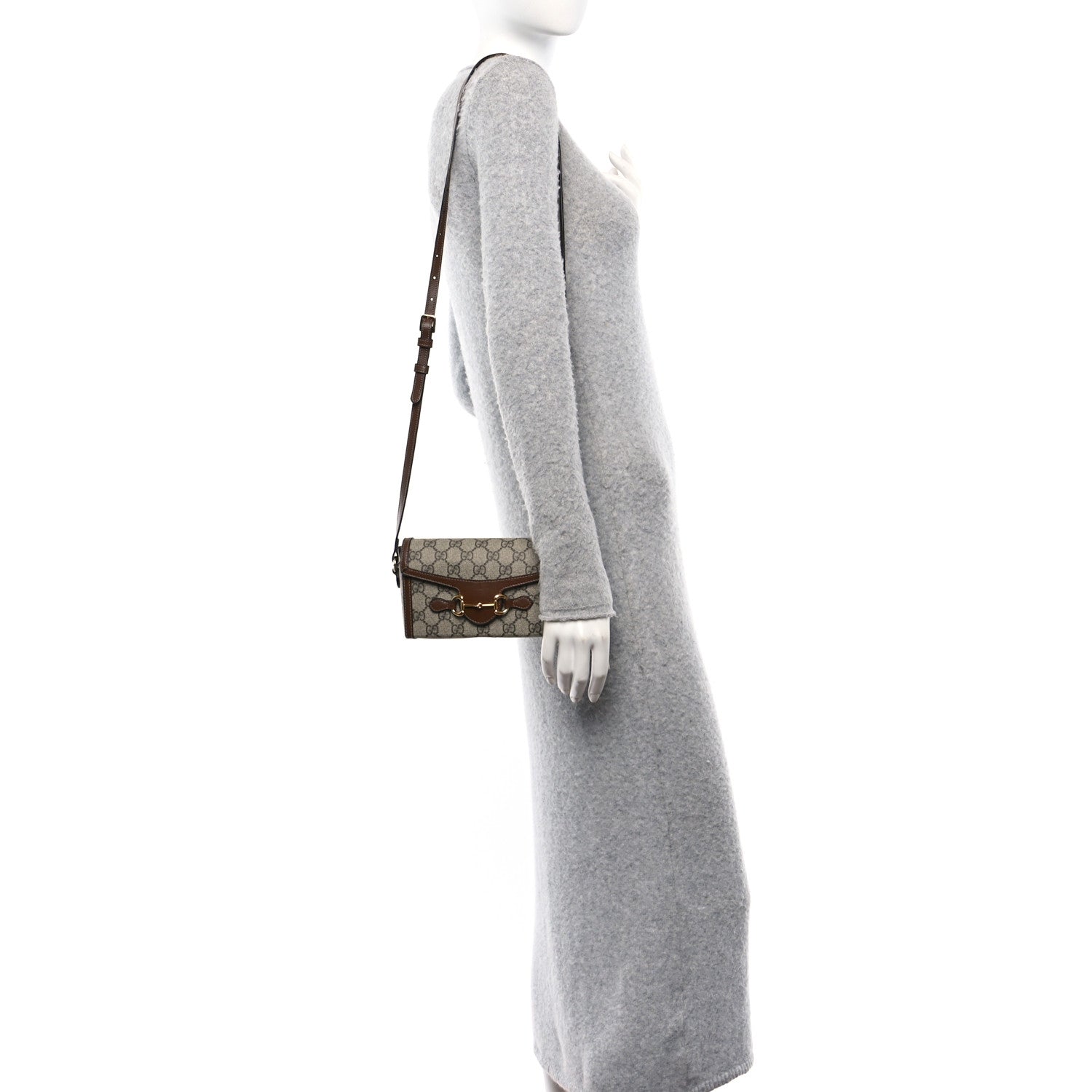 Gucci GG Supreme Monogram Mini Horsebit 1955 Shoulder Bag Beige Brown Sugar 2 of 10