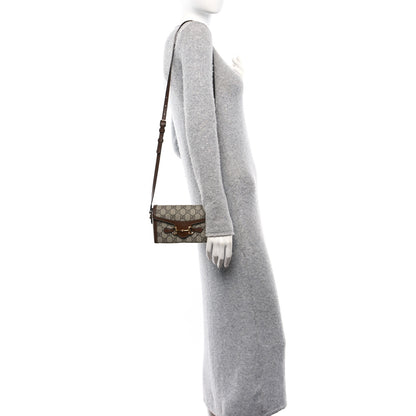Gucci GG Supreme Monogram Mini Horsebit 1955 Shoulder Bag Beige Brown Sugar 2 of 10