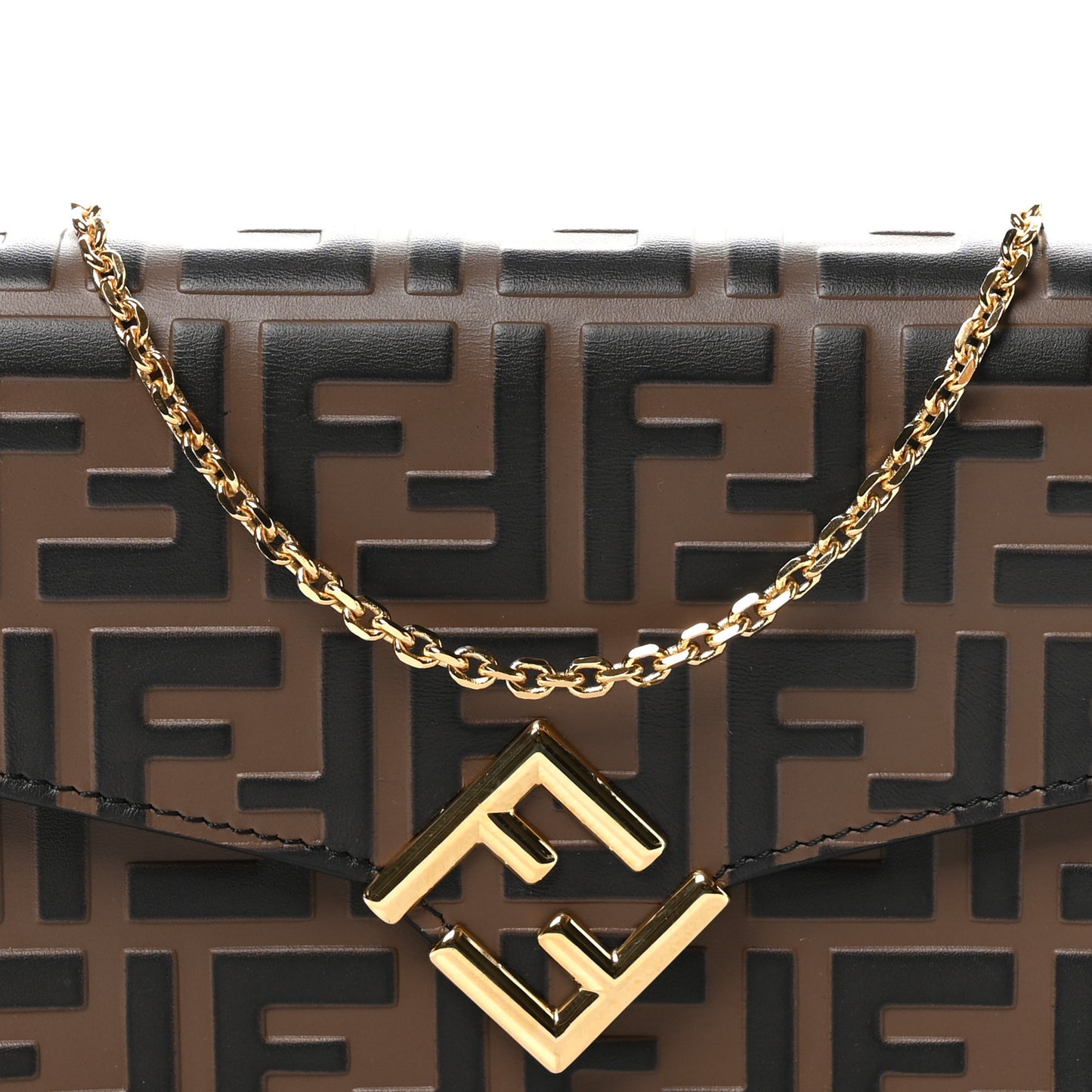 Vitello Ceylon Bi-Color FF 1974 Embossed FF Diamonds Chain Wallet Maya Black