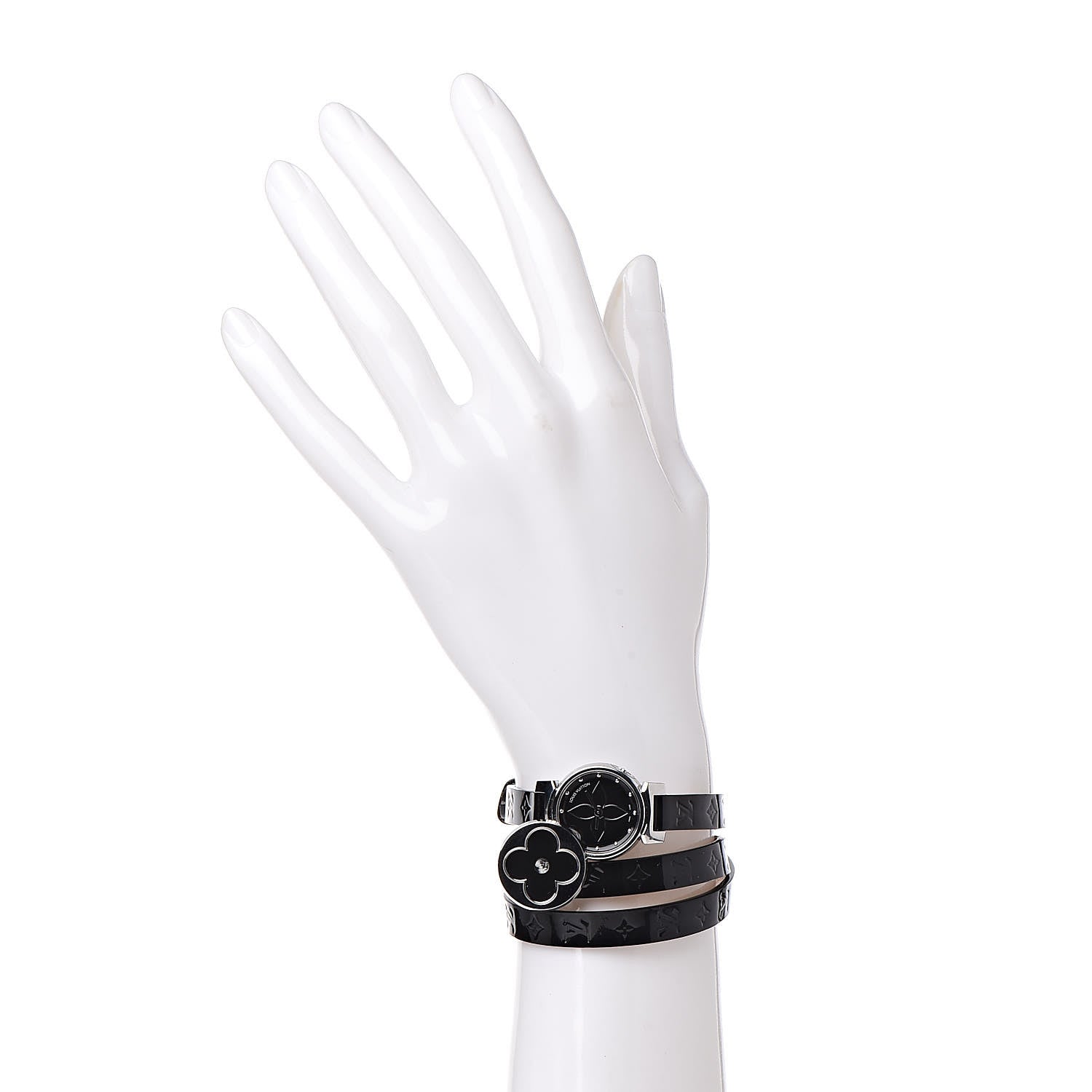 Louis Vuitton Stainless Steel Vernis 22mm Tambour Bijou Secret Quartz Watch Black 2 of 11