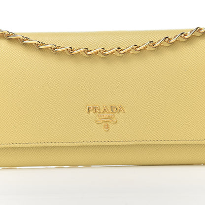 Prada Saffiano Metal Oro Chain Wallet Polline 8 of 12