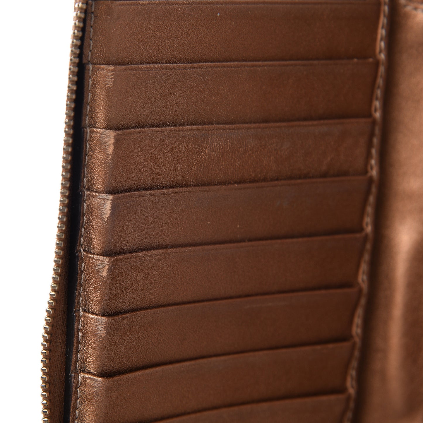 Metallic Guccissima Twins Zip Around Organizer Wallet Bronze