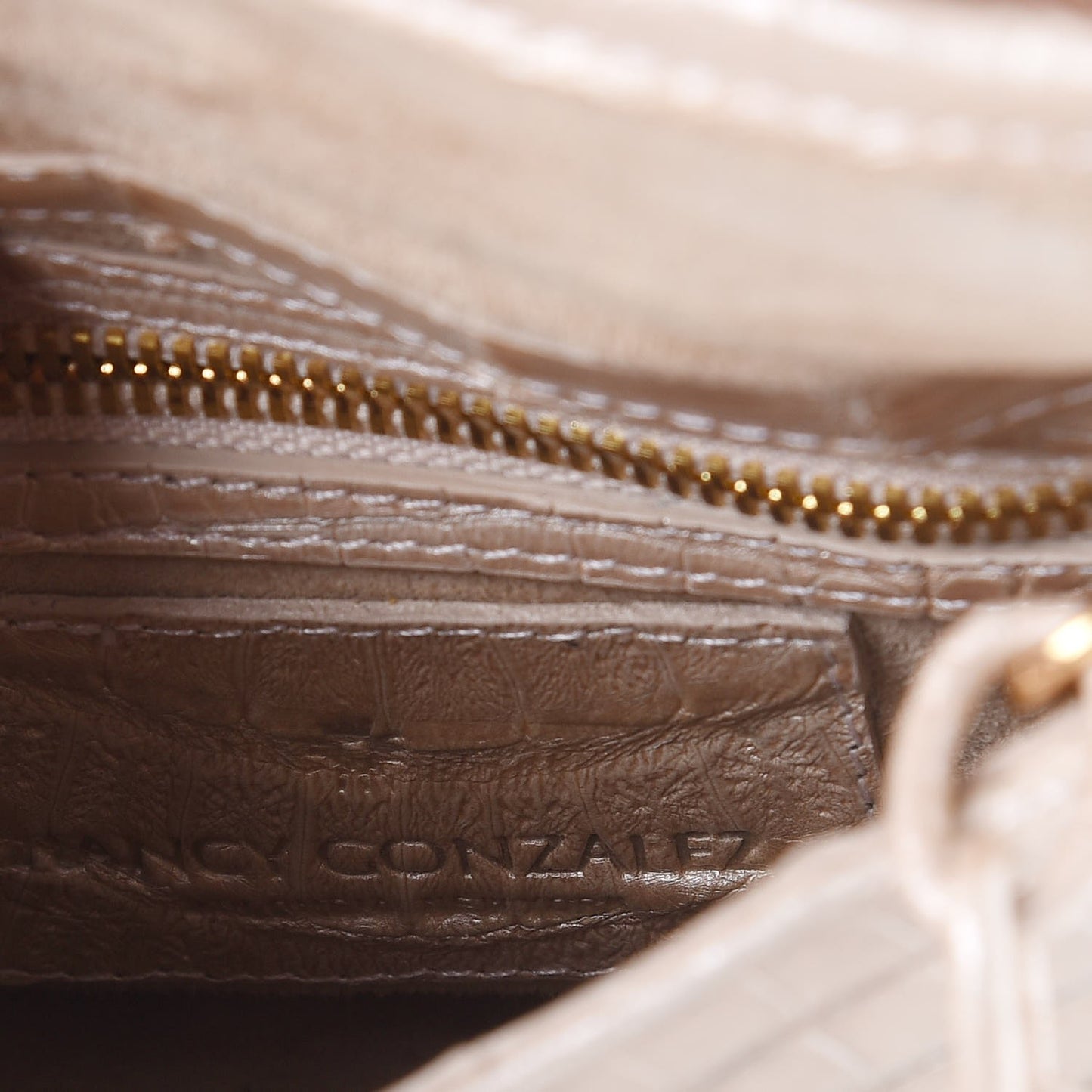 Crocodile Mink Chain Satchel Beige