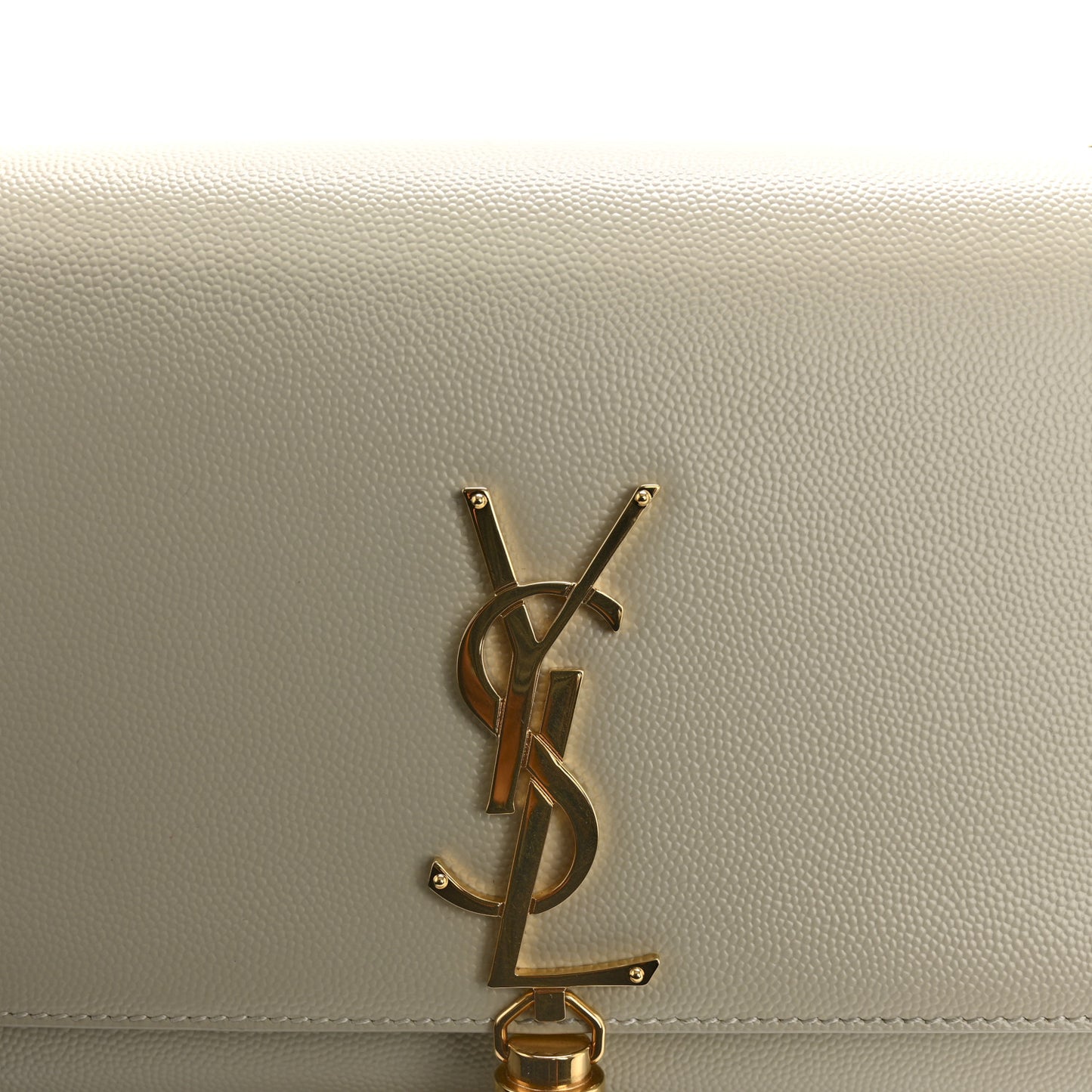 Grain De Poudre Calfskin Medium Classic Monogram Kate Tassel Satchel Crema Soft