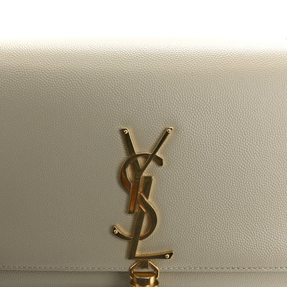 Saint Laurent Grain De Poudre Calfskin Medium Classic Monogram Kate Tassel Satchel Crema Soft 11 of 12