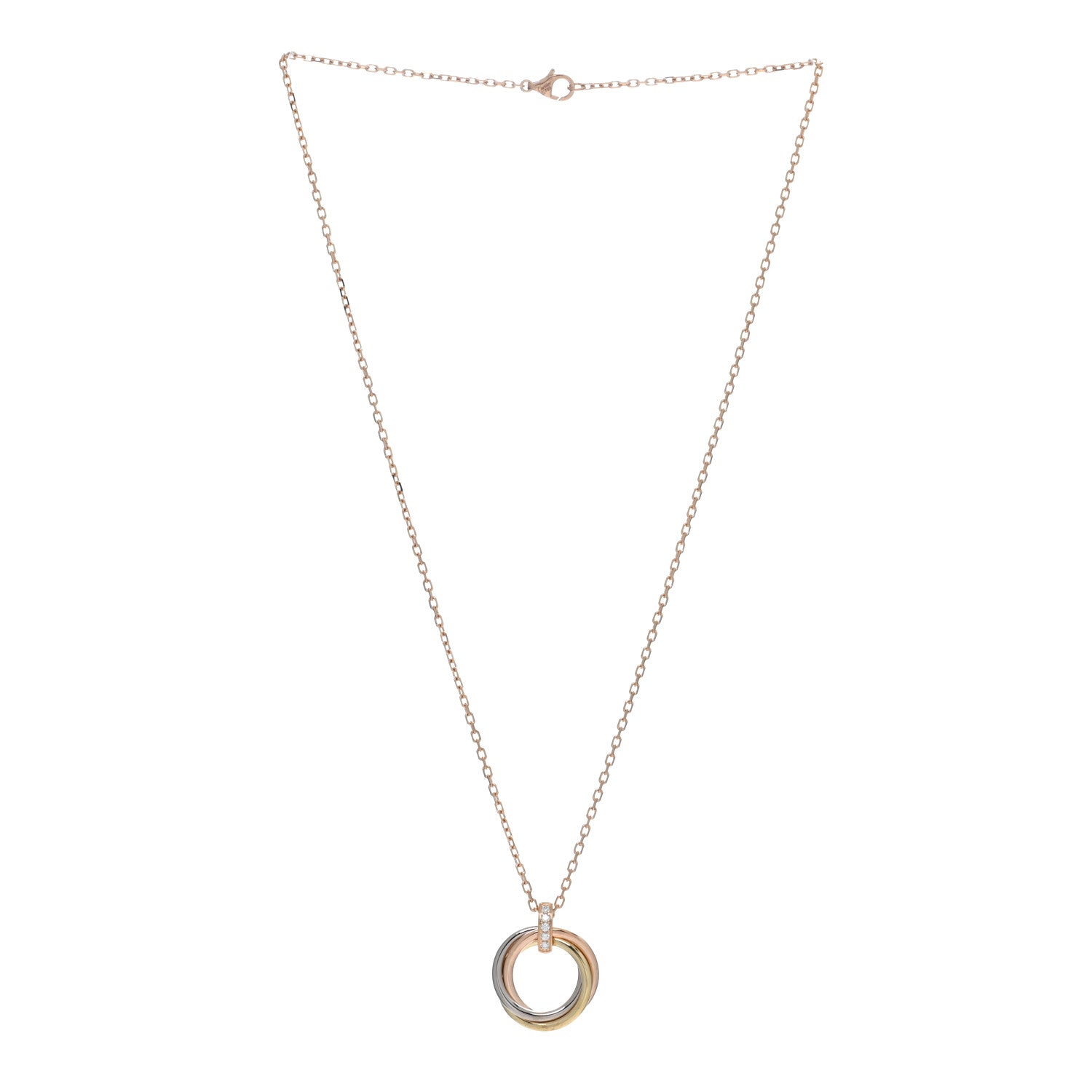 Cartier 18K Pink White Yellow Gold Diamond Trinity Pendant Necklace 3 of 4