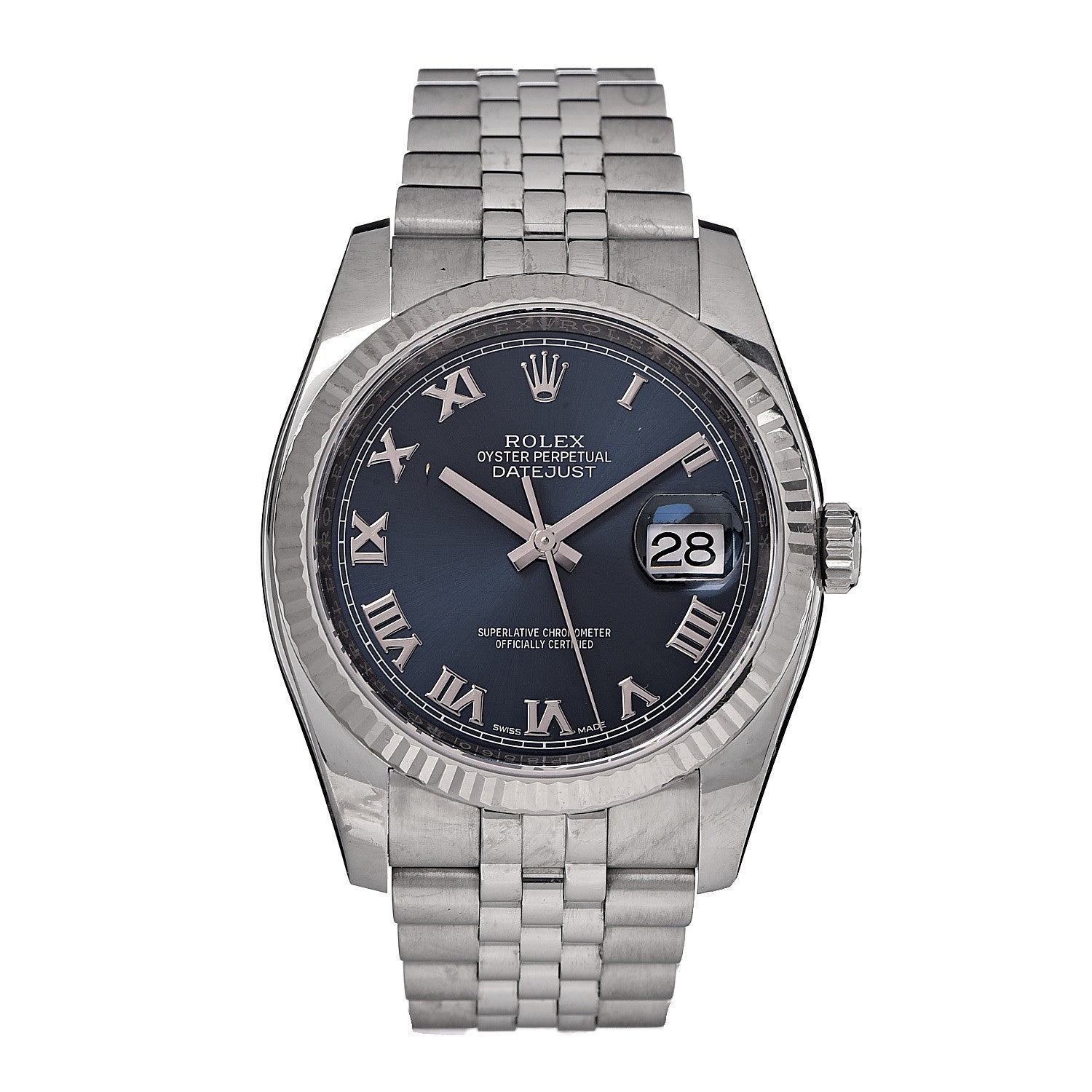 Rolex Stainless Steel 18K White Gold 36mm Oyster Perpetual Datejust Watch Blue Roman 116234 1 of 7