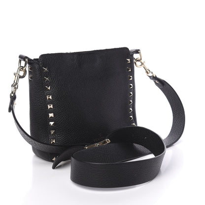 Valentino Garavani Pebbled Calfskin Mini Rockstud Flip-Lock Messenger Bag Black 3 of 11
