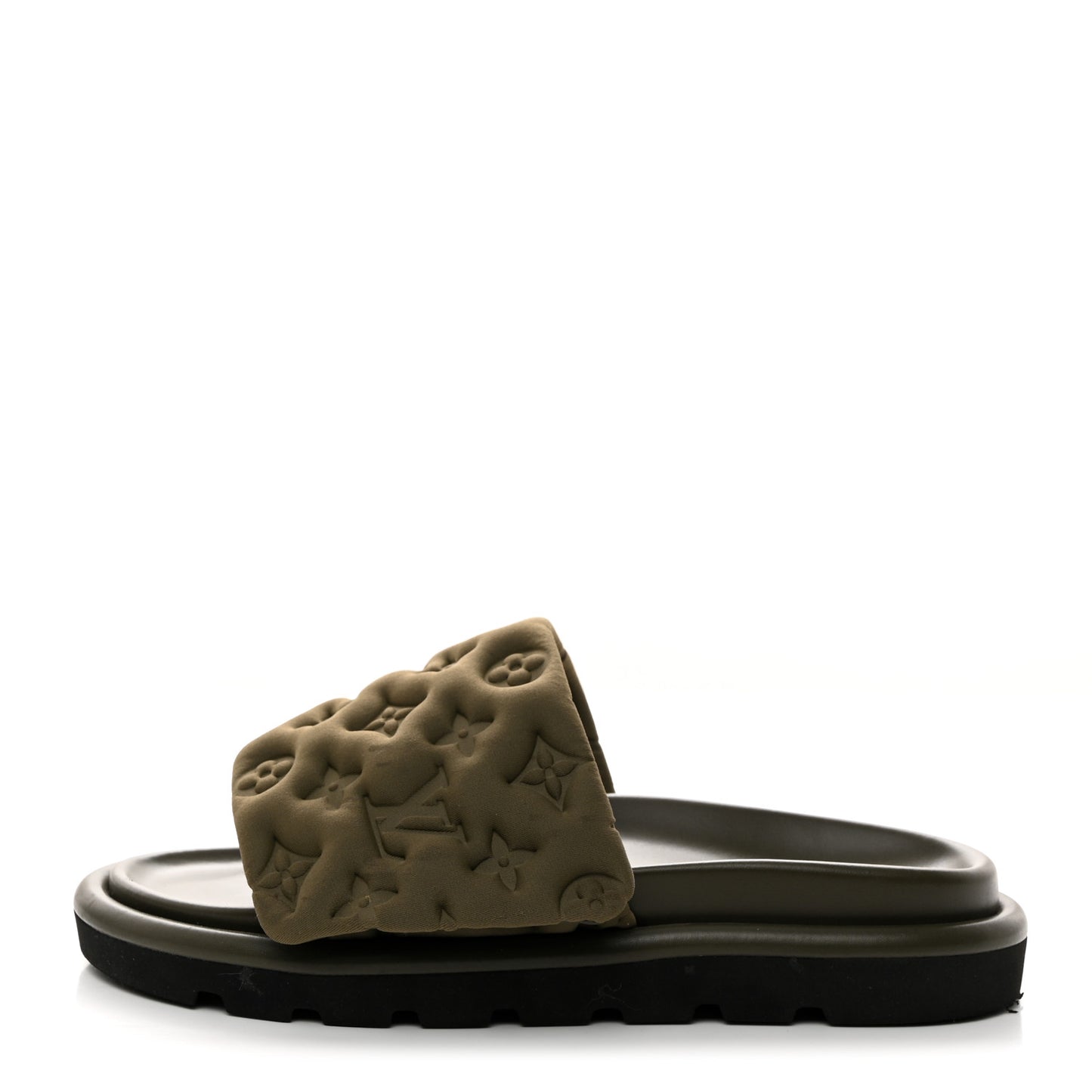 Technical Fabric Embossed Monogram Pool Pillow Comfort Mules 40 Khaki