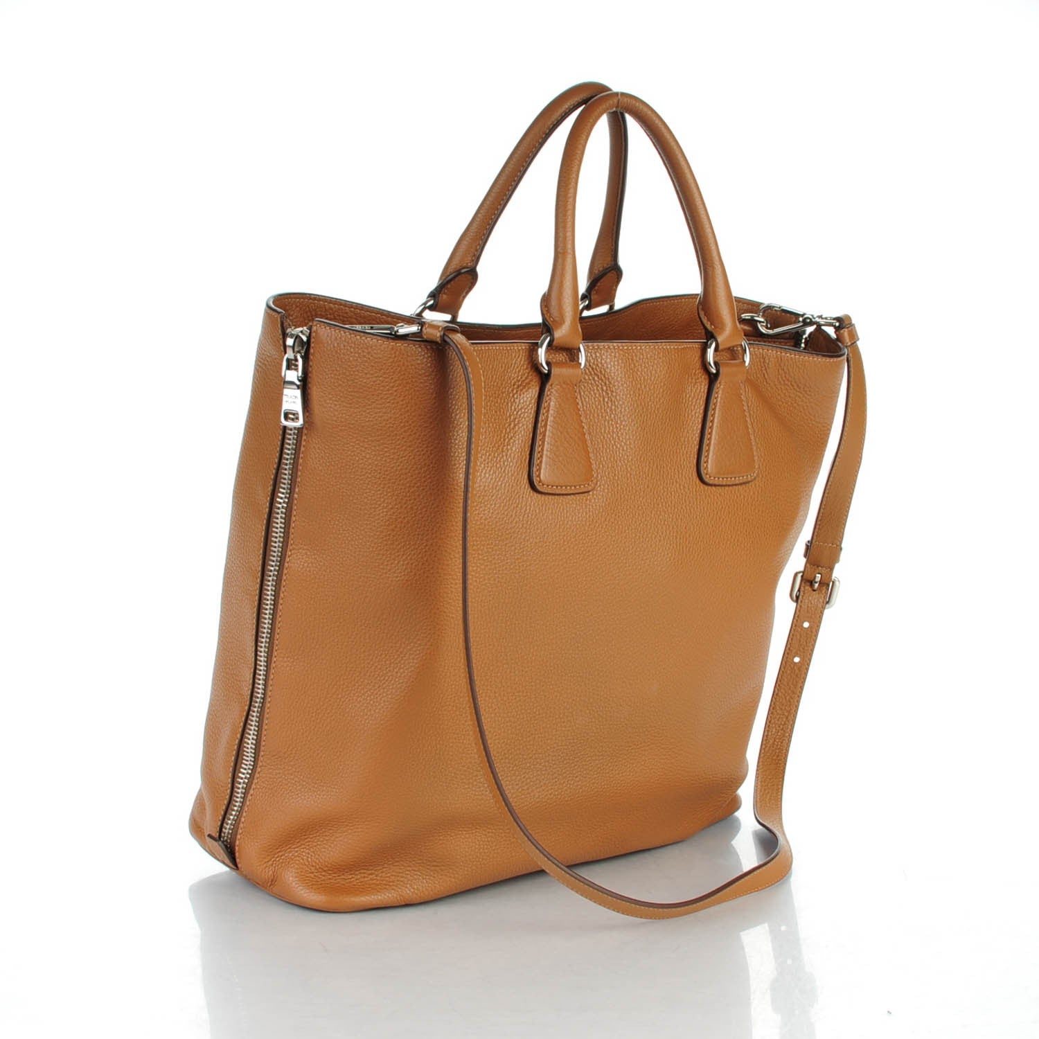 Prada Vitello Phenix Side Zip Shopping Tote Cannella 3 of 8
