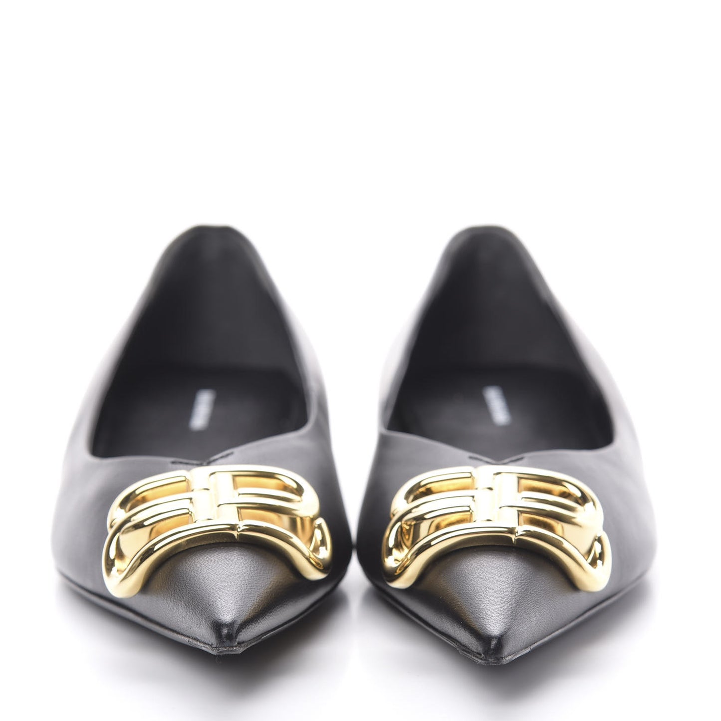 Calfskin BB Knife Pointy Toe Ballerina Flats 38 Black