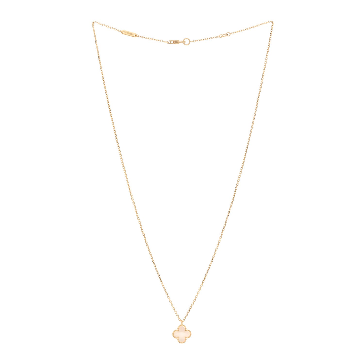 Van Cleef & Arpels 18K Yellow Gold Mother of Pearl Sweet Alhambra Pendant Necklace 3 of 6
