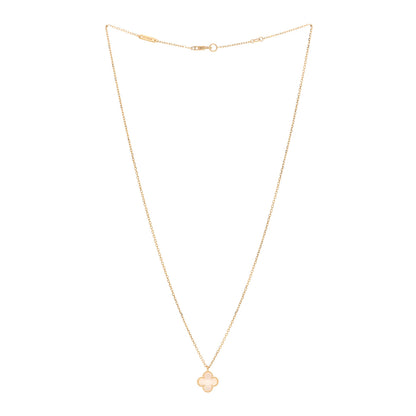 Van Cleef & Arpels 18K Yellow Gold Mother of Pearl Sweet Alhambra Pendant Necklace 3 of 6