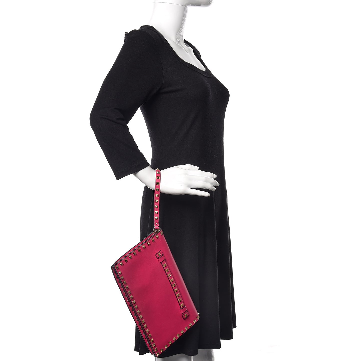 Nappa Rockstud Wristlet Clutch Pop Fuxia