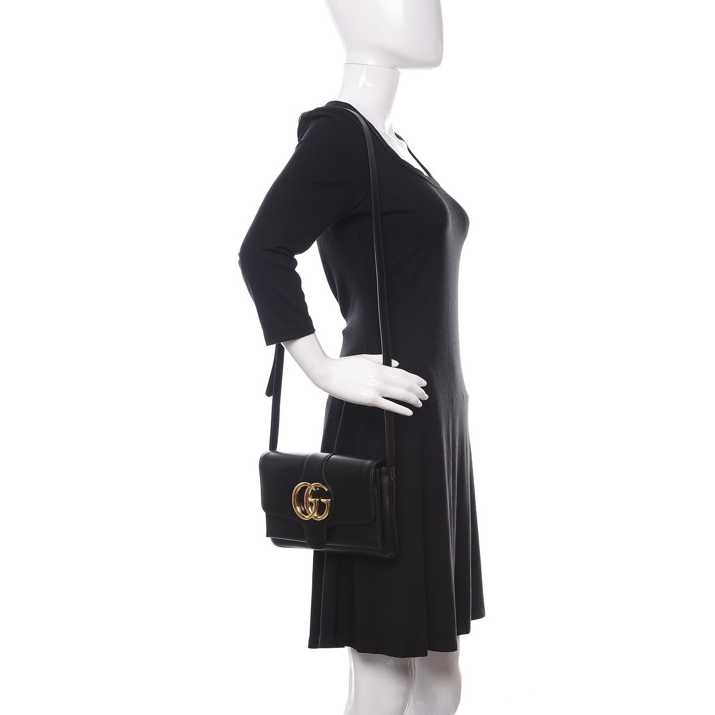 Vitello Palmellato Lux Small Arli Flap Shoulder Bag Black