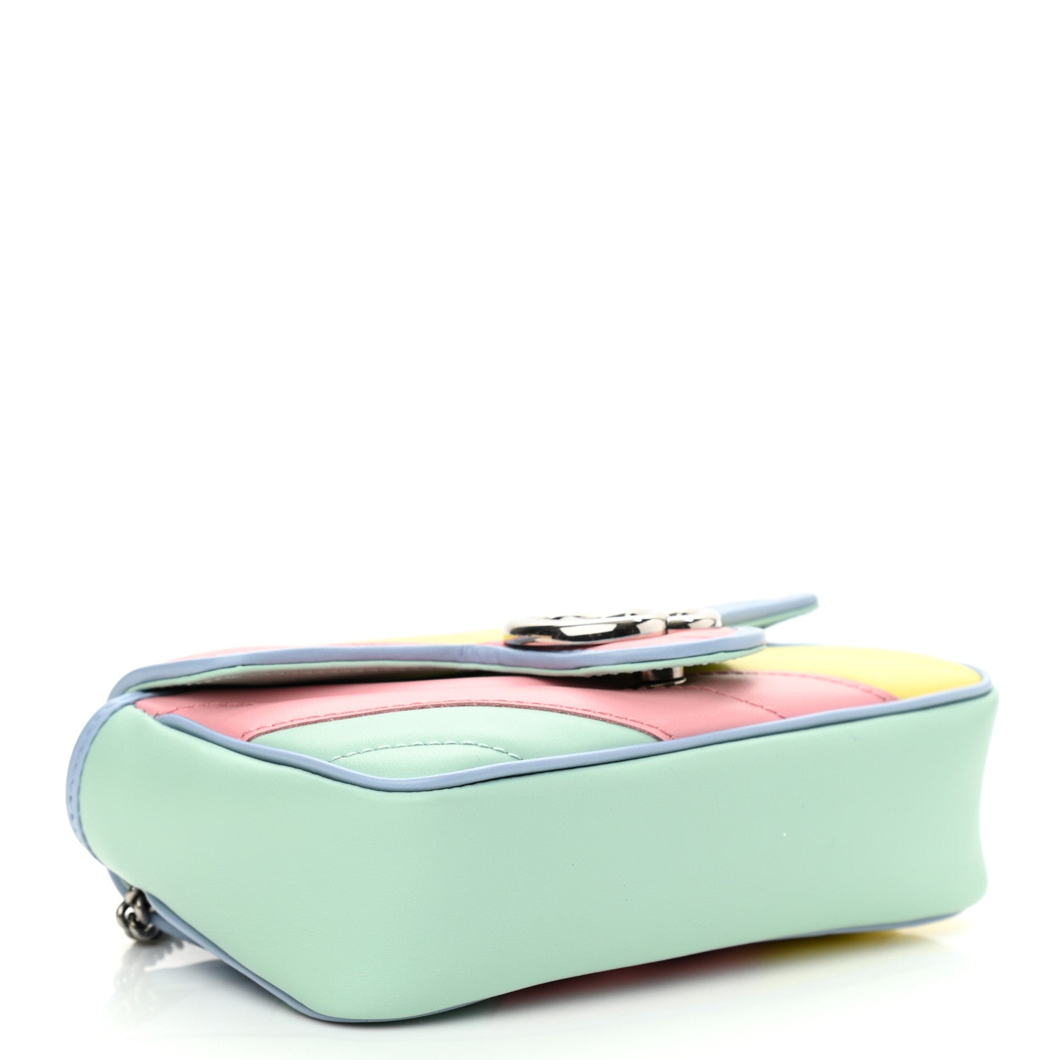 Gucci Calfskin Matelasse Diagonal Super Mini GG Marmont Shoulder Bag Multicolor Pastel 4 of 12