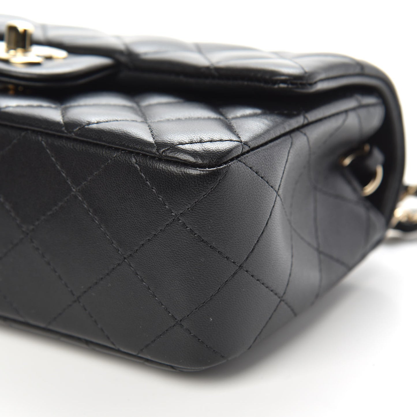 Lambskin Quilted Mini Rectangular Flap Black