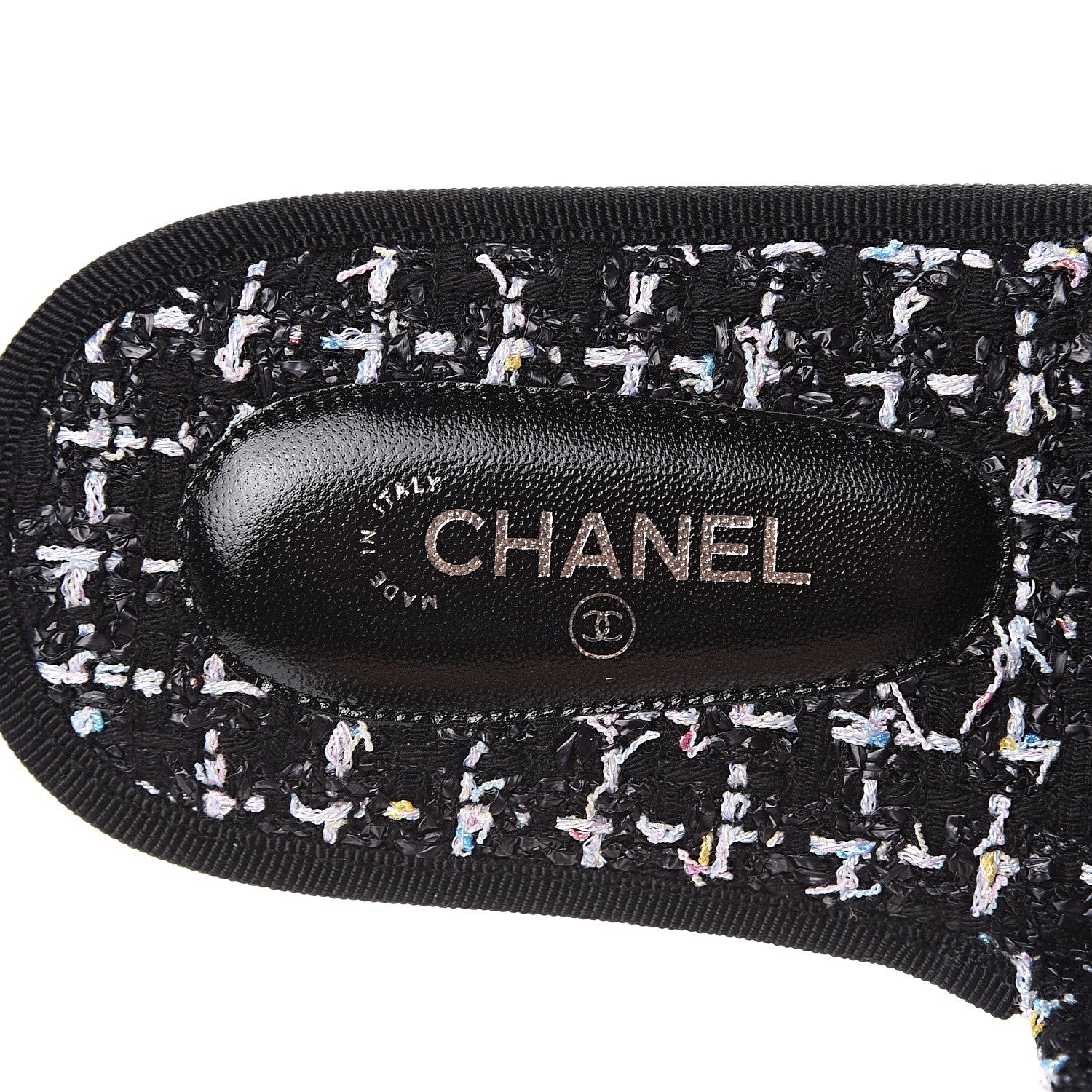 Chanel Tweed CC Flat Mules XS Black 6 of 7