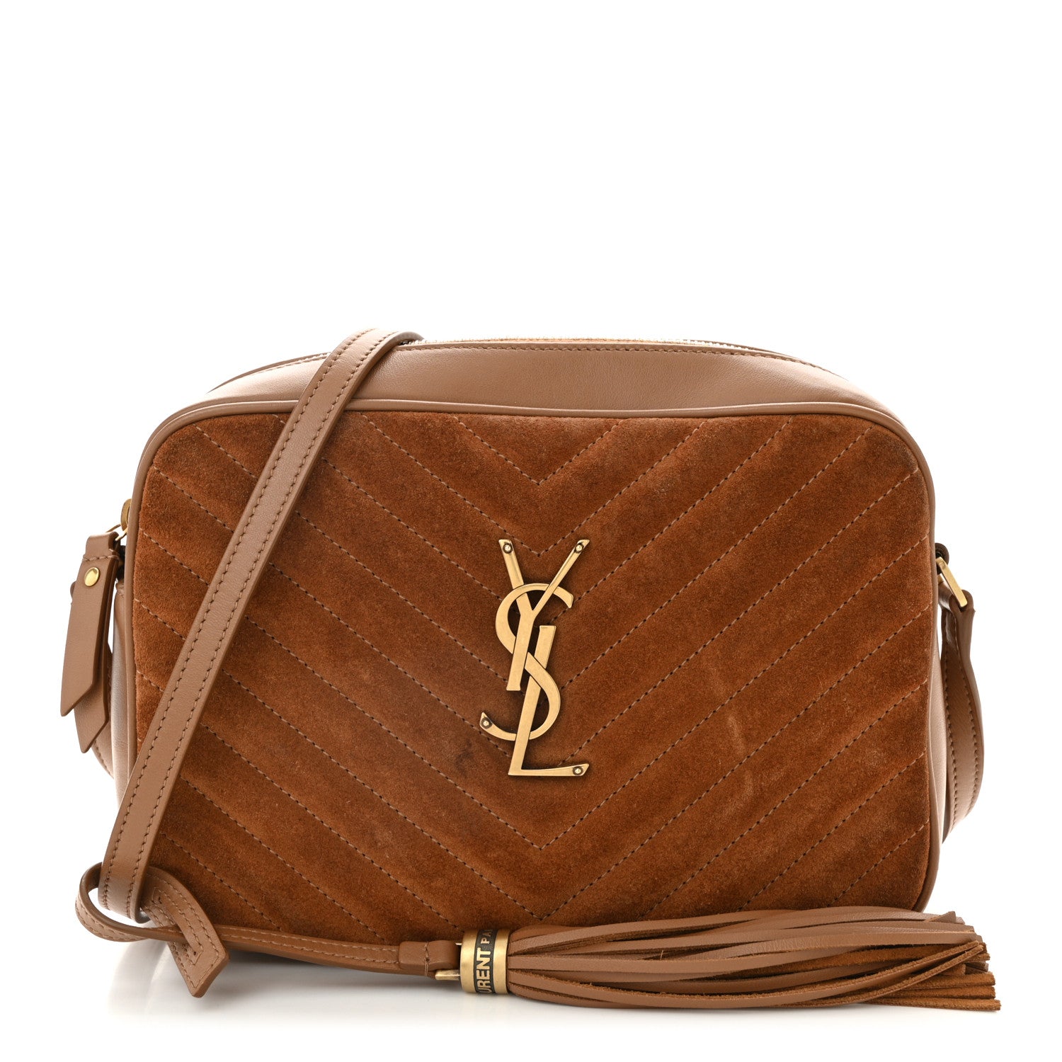 Saint Laurent Suede Matelasse Monogram Lou Camera Bag Cinnamon 1 of 9
