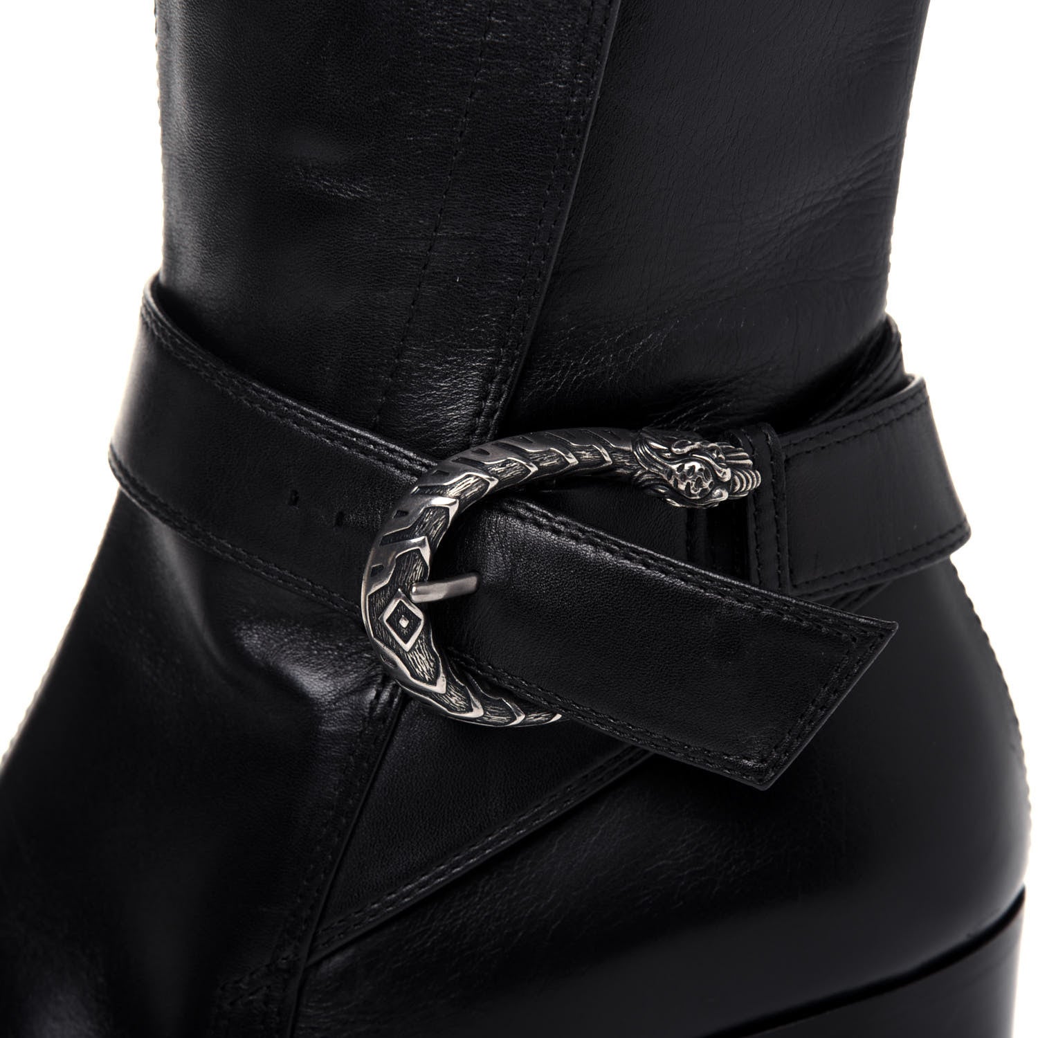 Gucci Calfskin Dionysus Elizabeth Knee High Boots 38 Black 13 of 17