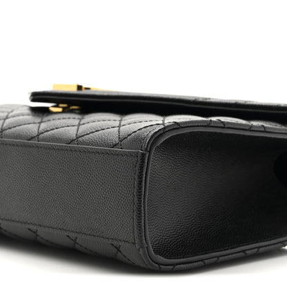Saint Laurent Grain De Poudre Textured Mixed Matelasse Triquilt Medium Monogram Satchel Black 9 of 10