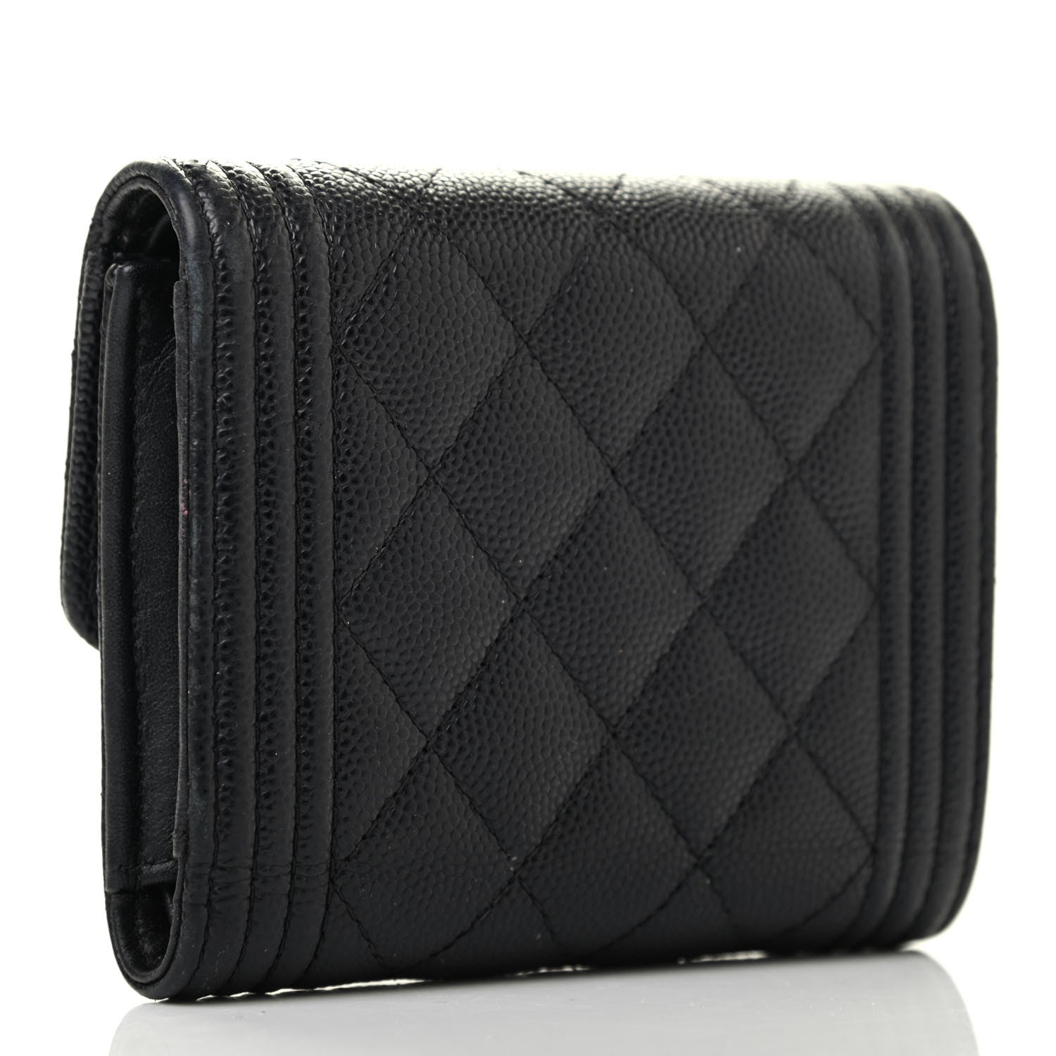 Chanel Caviar Quilted Compact Boy Wallet Black 3 of 9