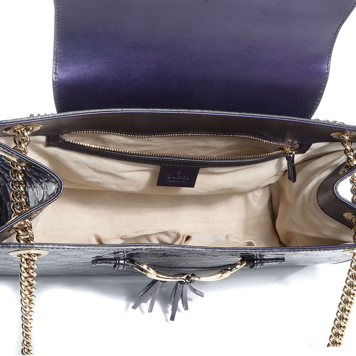 Gucci Shine Guccissima Large Emily Chain Shoulder Bag Melanzana 5 of 8