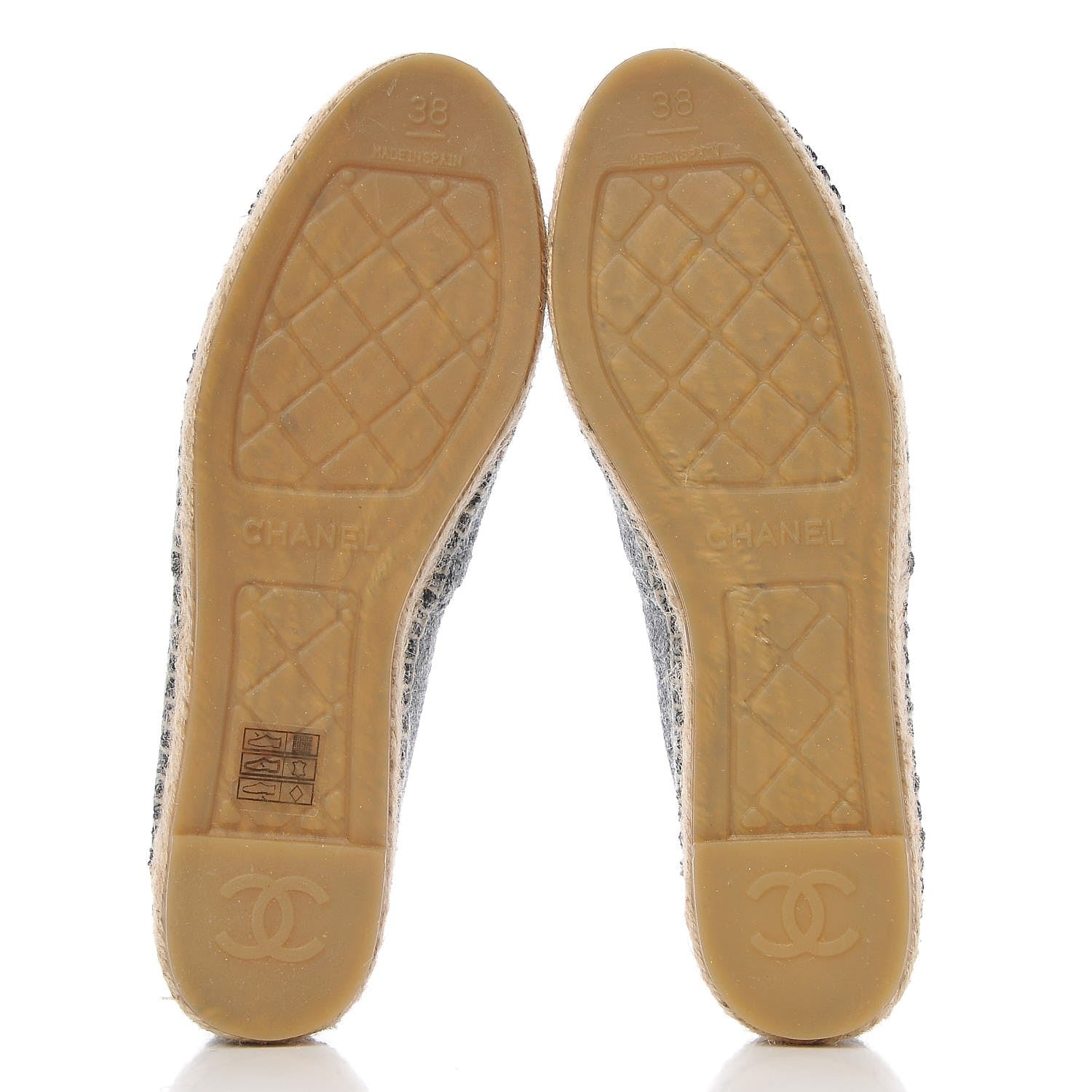 Chanel Tweed Velvet CC Espadrilles 38 Grey Black 5 of 11