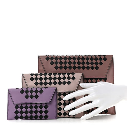Bottega Veneta Nappa Intrecciato Three in One Nesting Pouch Magnolia Deco Rose Glicine Black 2 of 7