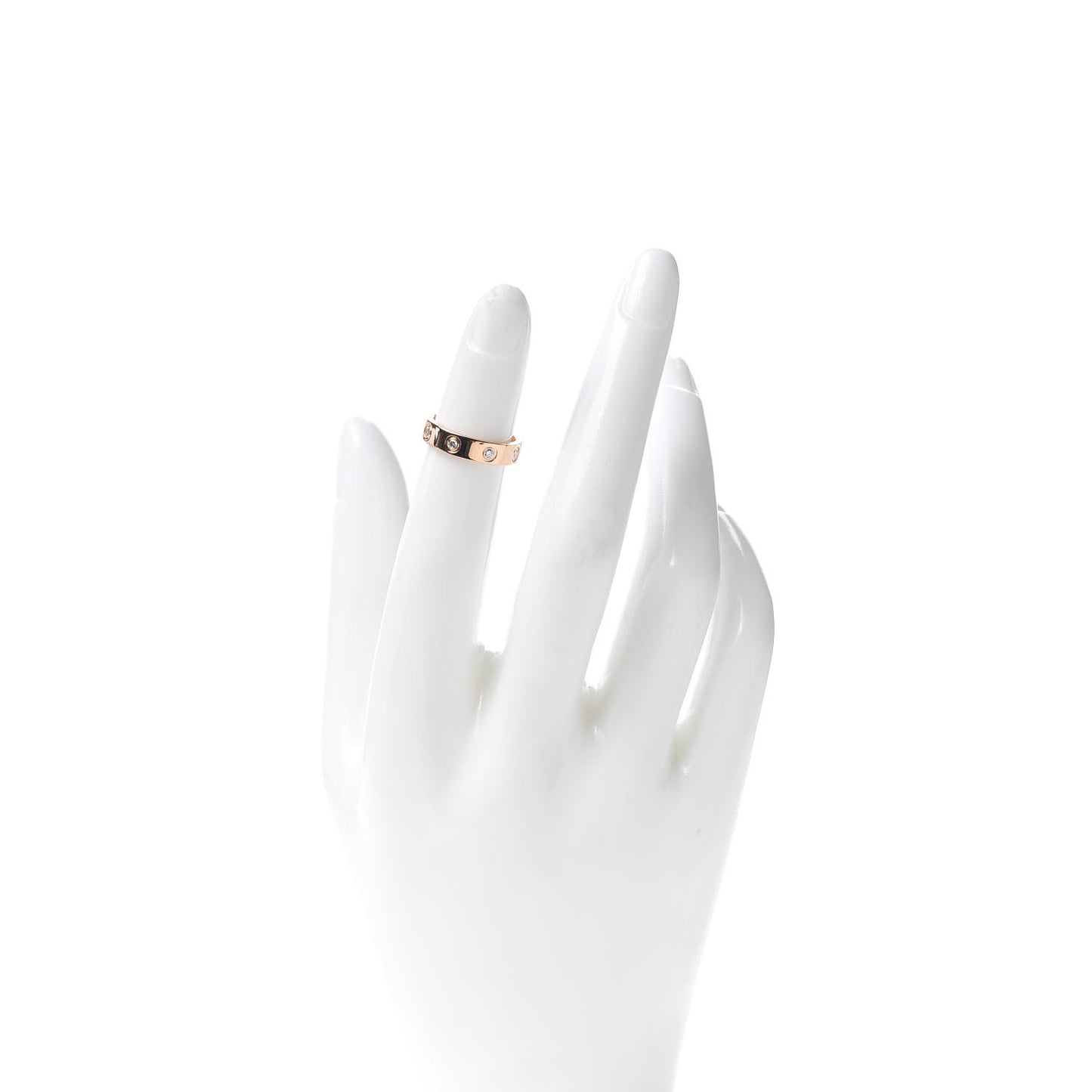 18K Pink Gold 8 Diamond 4mm LOVE Wedding Band Ring 45 3.25