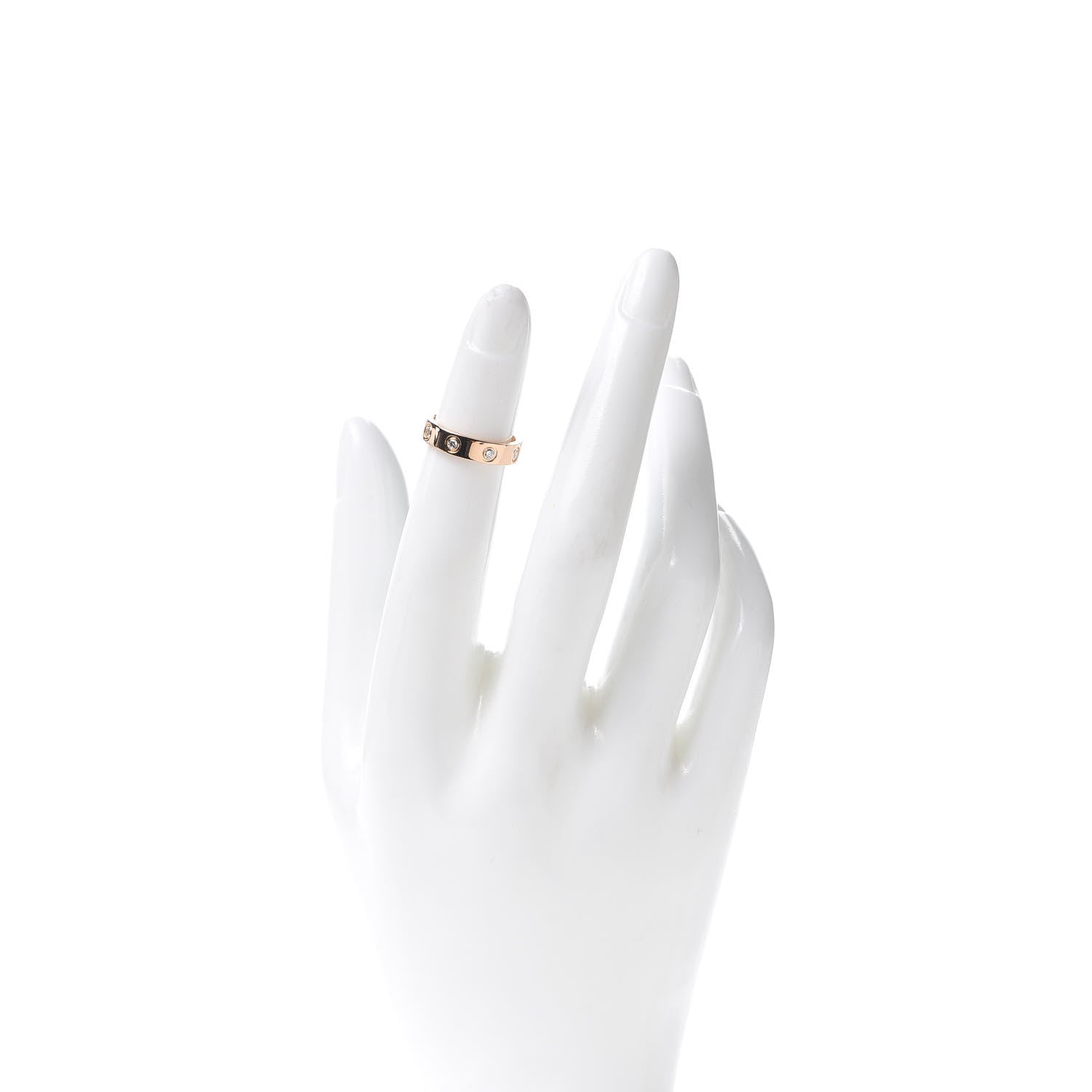 Cartier 18K Pink Gold 8 Diamond 4mm LOVE Wedding Band Ring 45 3.25 2 of 4