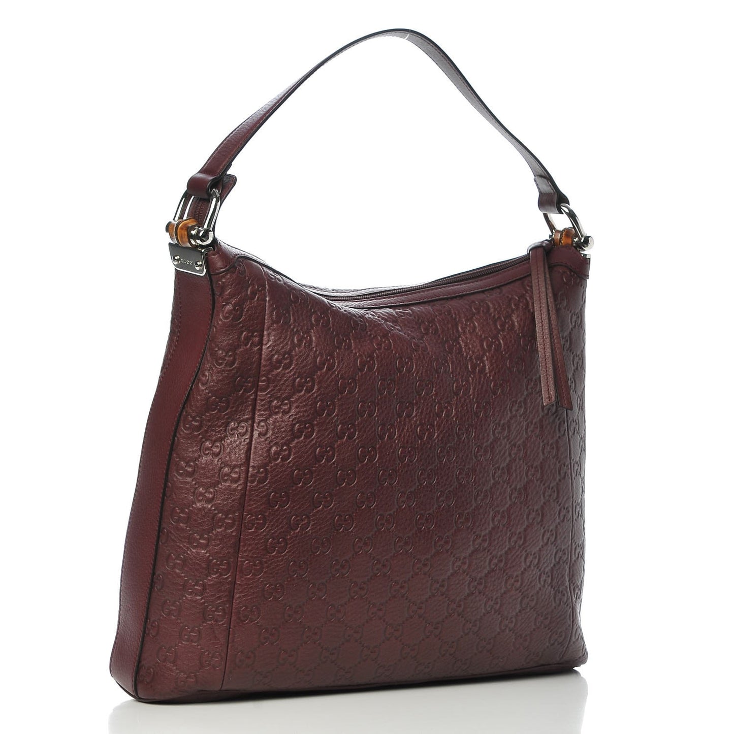 Guccissima Large Bamboo D-Ring Hobo Burgundy