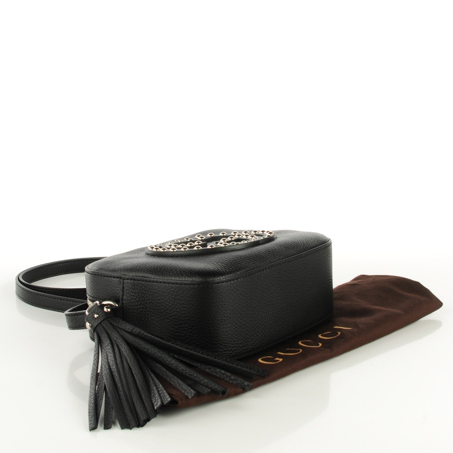 Gucci Pebbled Calfskin Studded Small Soho Disco Bag Black 4 of 7