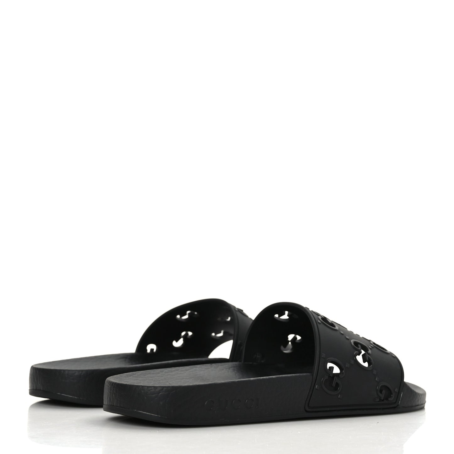 Rubber GG Monogram Perforated Womens Slide Sandals 39 Black