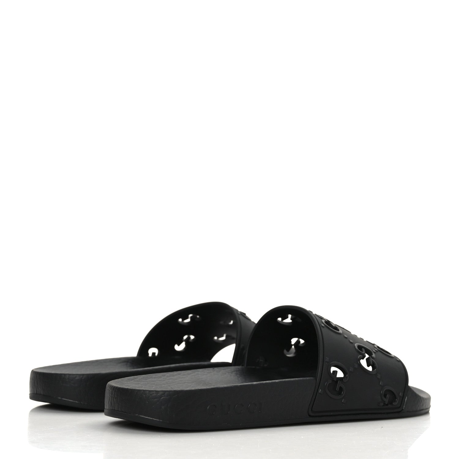Gucci Rubber GG Monogram Perforated Womens Slide Sandals 39 Black 4 of 6