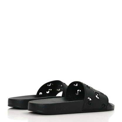 Gucci Rubber GG Monogram Perforated Womens Slide Sandals 39 Black 4 of 6