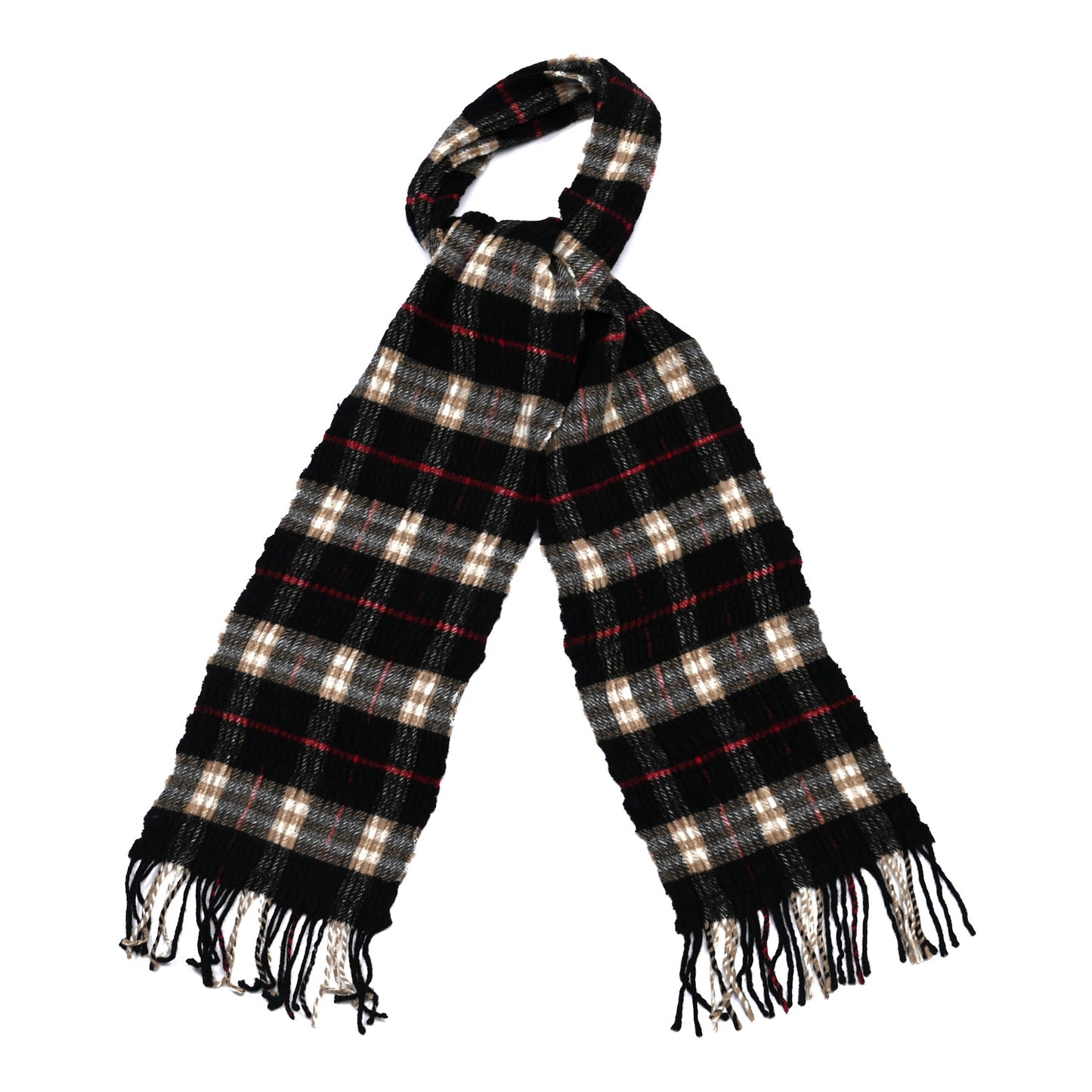 Merino Wool Cashmere Fringe Scarf Black