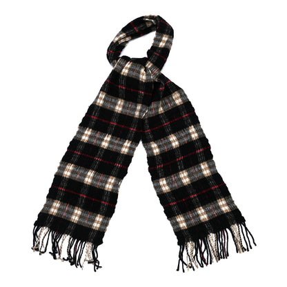 Burberry Merino Wool Cashmere Fringe Scarf Black 1 of 8