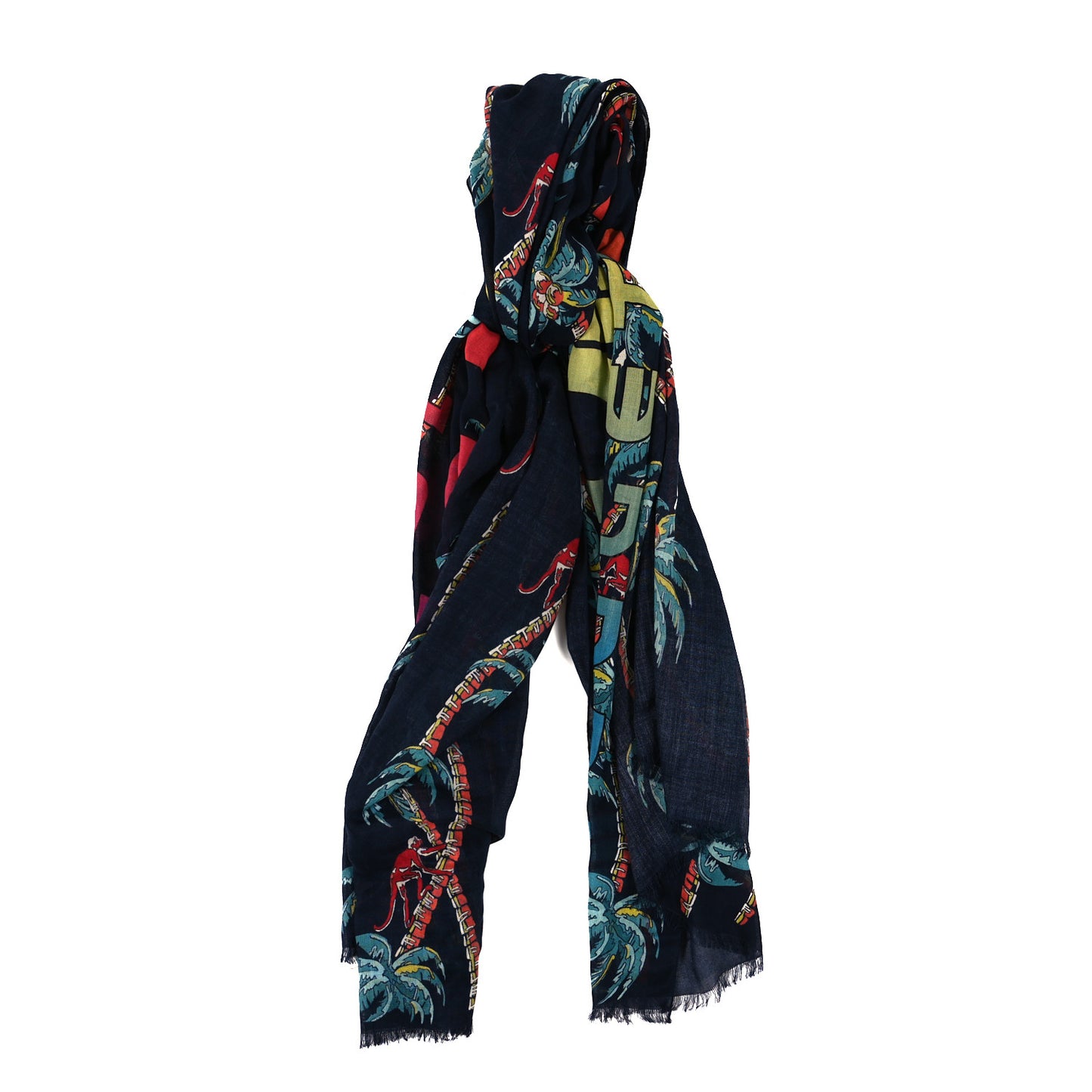 Cashmere Silk Palm Tree Bleu Marine