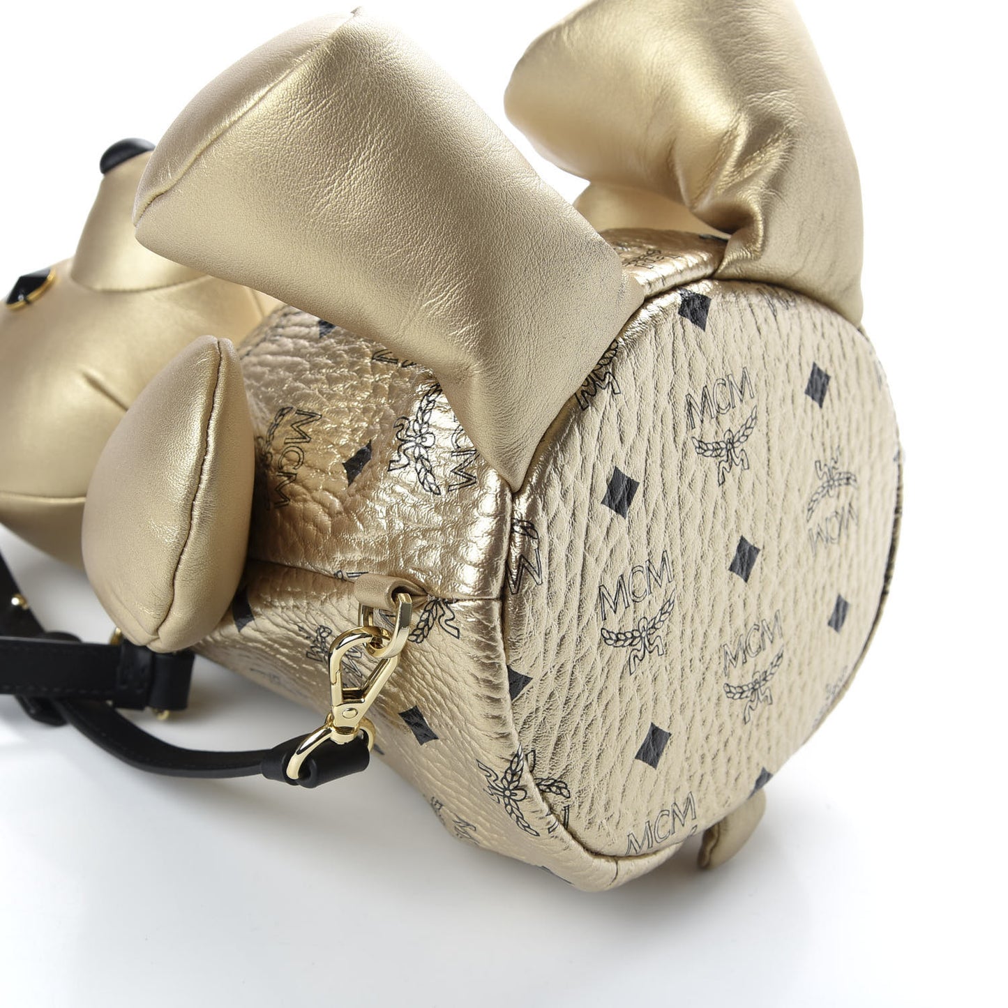 Calfskin Visetos Bear Zoo Doll Backpack Gold