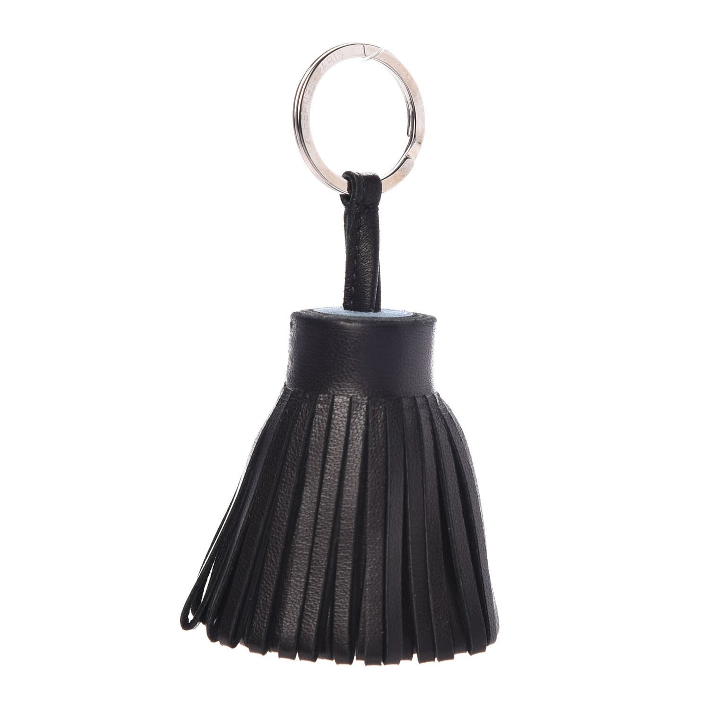 Lambskin Bi-Color Carmen Tassel Key Holder Black Bleu LIn