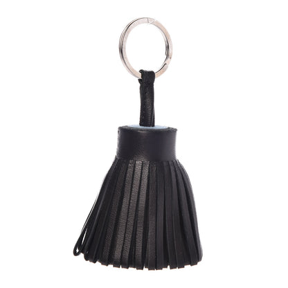 Hermes Lambskin Bi-Color Carmen Tassel Key Holder Black Bleu LIn 1 of 3