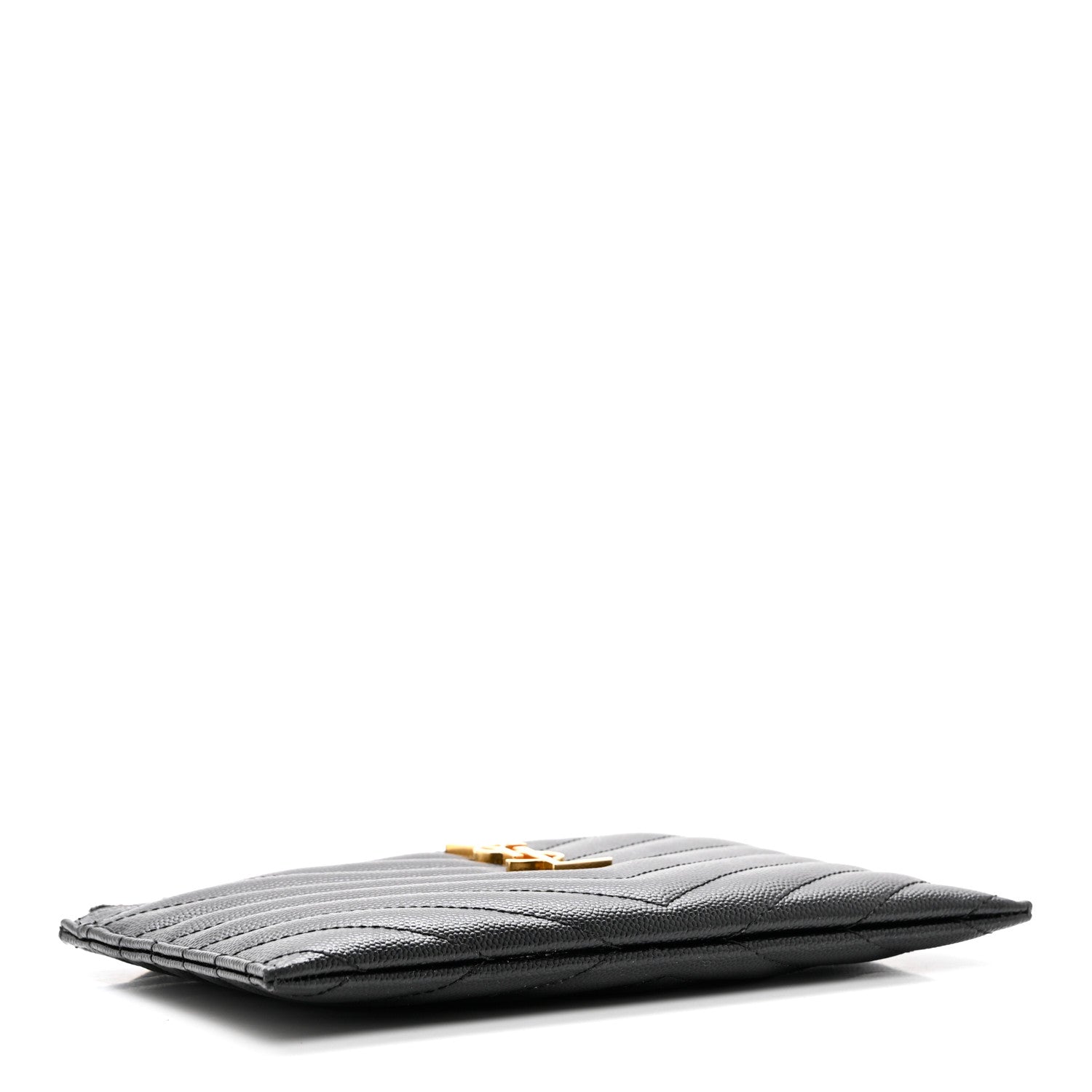 Saint Laurent Grain De Poudre Chevron Monogram Bill Pouch Black 4 of 7