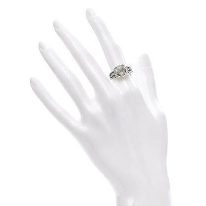 David Yurman Sterling Silver Diamond Prasiolite 10mm Petite Wheaton Ring 51 5.75 2 of 4